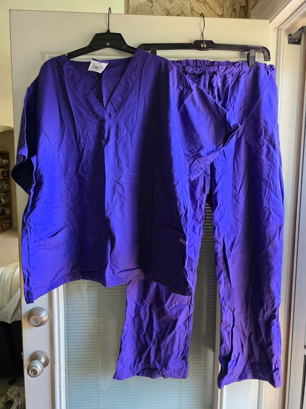 Cherokee Scrubs Set Size XL Purple V-Neck Top And Pants